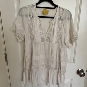 Mauve lace boho short sleeve shirt